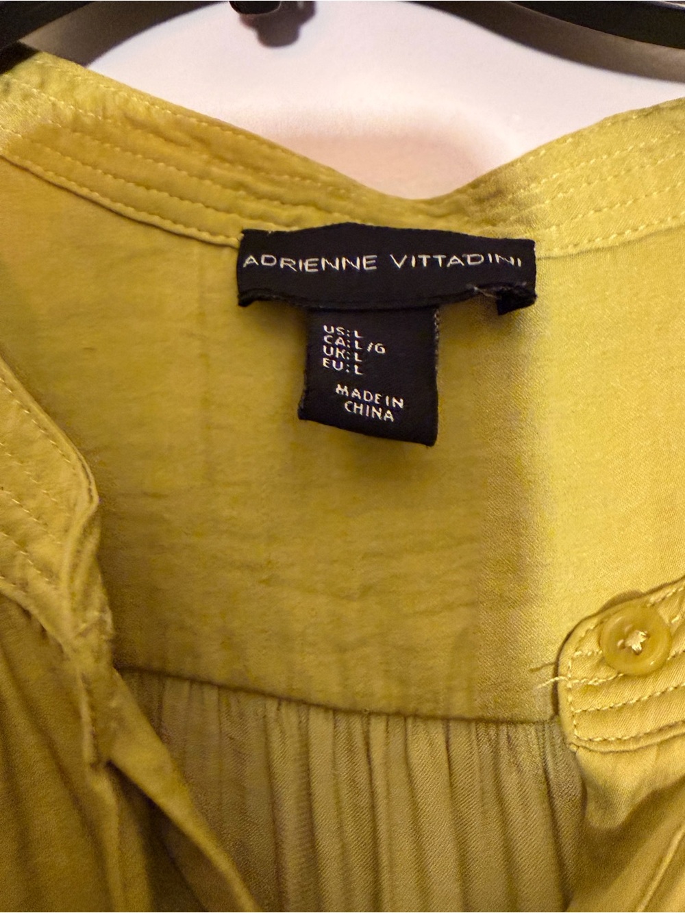 Adrienne Vittadini Chartreuse Button-Front Blouse